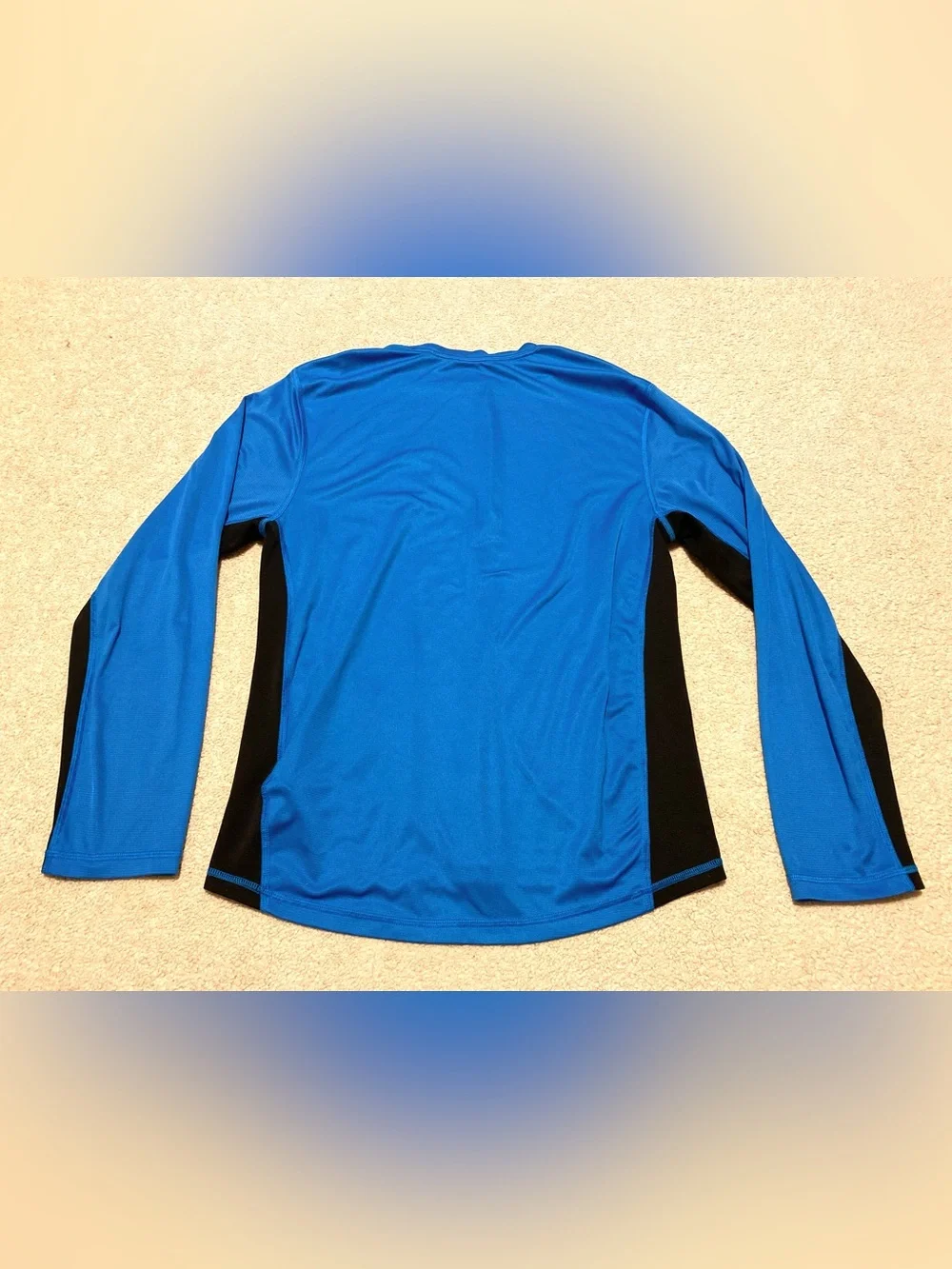 The North Face vaporwick mens long sleeve blue black athletic shirt, size small